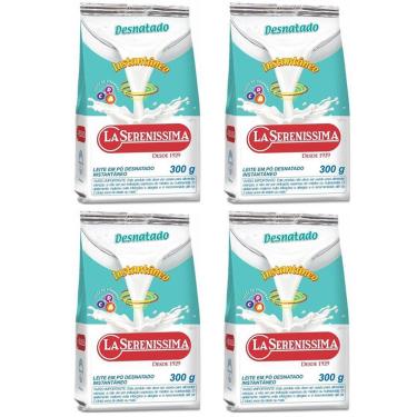 Imagem de 4 Pacotes Leite em Pó Desnatado LA SERENÍSSIMA Sachê 300g