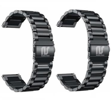 Imagem de Kit 2 Pulseiras de metal 22mm para Samsung Gear S3/ Galaxy Watch 46mm (Preta 3 elos)