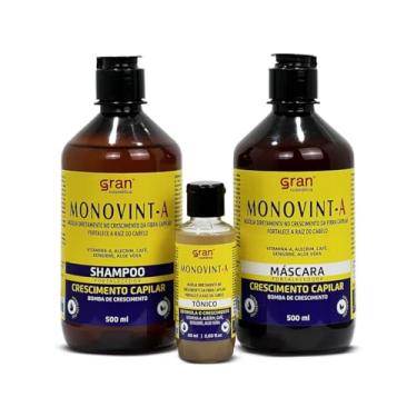 Imagem de Monovint A Kit Completo Original Bomba de Crescimento Capilar Acelerado 500ml 3 Produtos Shampoo Tônico Máscara de Tratamento Fortificante