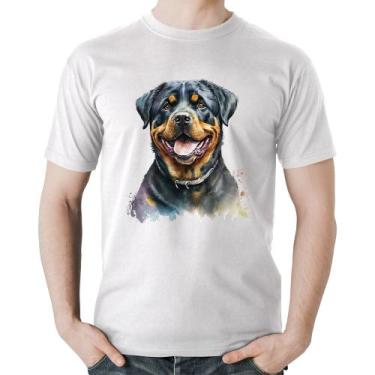 Imagem de Camiseta Algodão Cachorro Rottweiler - Foca na Moda, Branco, GG
