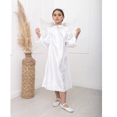 Imagem de Fantasia Kit Anjo Infantil Tunica Asa de Anjo Aureola Carnaval Halloween Querubim Teatro Festa Batismo Coroacao