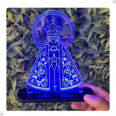Imagem de Luminária 3d Led Nossa Senhora Aparecida 15cm Em Acrilico - CNC Soroca