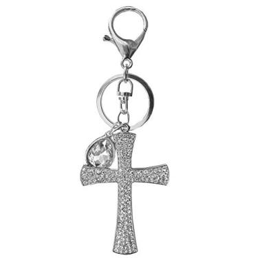 Imagem de Chaveiro feminino de liga de resina com strass e abacaxi amarelo, Silver-plated Cross