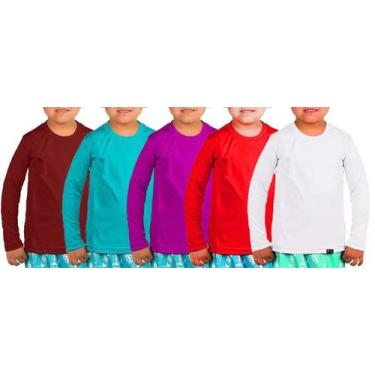 Imagem de Kit com 5 Camisetas Manga Longa com Proteção Solar UV FPS 50+ Infantil