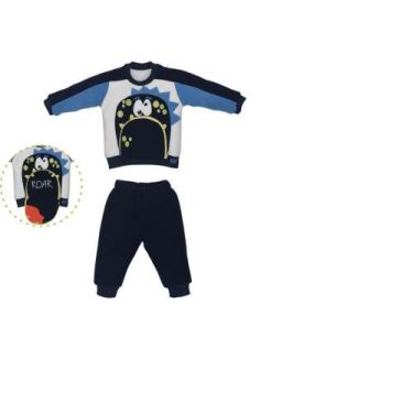 Imagem de Conjunto Bebê Menino Azul Longo Inverno Isaac Monstrinho - Upi Ulli, M