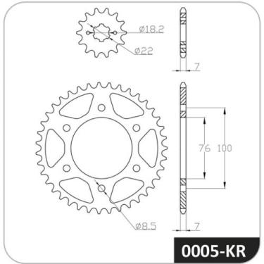 Imagem de Kit de relação Yamaha Ybr 125I Factor 2016 a 2024 COBREQ