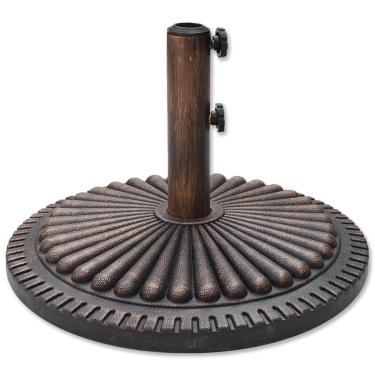 Imagem de Helios&Hestia Base de guarda-chuva externo de cimento embutido de plástico redondo resistente de 14 kg, peso de suporte de concreto para guarda-sol de mesa de mercado de pátio, bronze