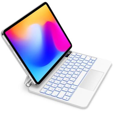 Imagem de BETTDOW Capa com Teclado e Trackpad para iPad Pro de 11 polegadas (4ª/3ª/2ª/1ª) geração 2022 e Air 6ª e 11 polegadas (M2, 2024) e iPad Air 5ª/4ª geração de 10,9 polegadas,Teclado com LCD DisplayBranco