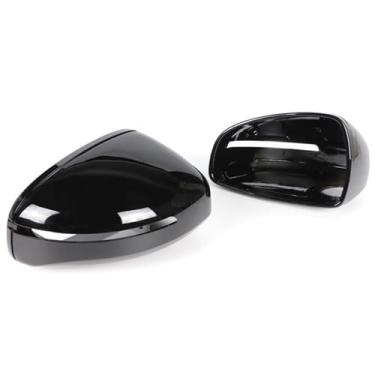 Imagem de Capa de espelho compatível para TT TTS TTRS MK2 (8J) R8 (42) 2007-2014 Capa de substituição para tampa de visão traseira externa de carro com aparência de fibra de carbono(Glossy Black)