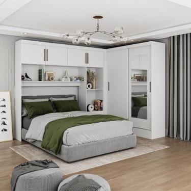 Imagem de Quarto Modulado Casal com Espelho 6 Portas Belém Carioca Móveis, Branc