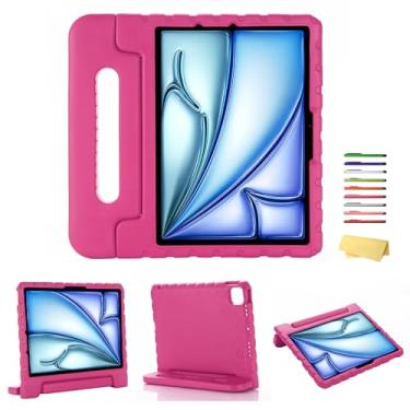 Imagem de UUcovers Capa infantil para iPad Air de 11 polegadas M2 (2024), com alça giratória/suporte/porta-lápis/suporte giratório dobrável de 180 graus, à prova de choque, fofa, espuma vinílica acetinada,