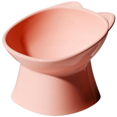 Imagem de GKYZBB Tigelas elevadas para gatos, tigela de comida de gato inclinada a 15° antivômito, pratos de comida para cães e gatos pequenos (rosa)