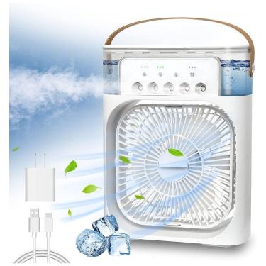 Imagem de Climatizador de Ar MINI, Luz LED, 3 Velocidades, 110v, NTMY, Branco