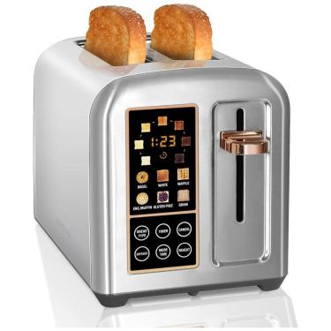 Imagem de Torradeira Elétrica 2 Fatias com 7 Níveis de Tostagem, 1350W, 110v, SEEDEEM, Prateado