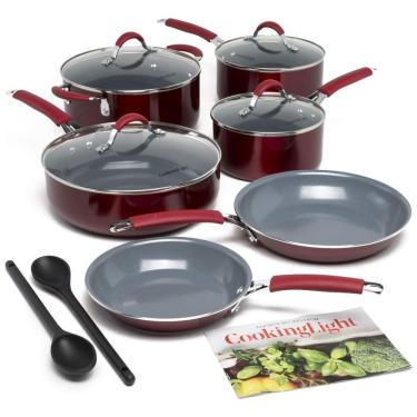 Imagem de Conjunto de Panelas Antiaderente Revestida de Cerâmica, 12 Peças, COOKING LIGHT , Vermelho
