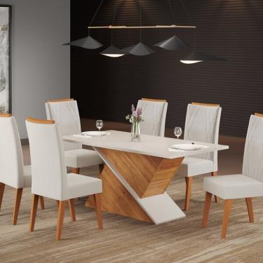 Imagem de Mesa De Jantar Retangular Bmw Com 6 Cadeiras Madeira Maciça V