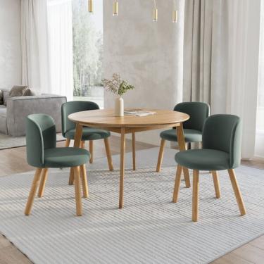 Imagem de Mesa De Jantar Extensível Redonda Com 4 Cadeiras Madeira Maci