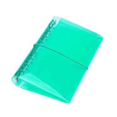 Imagem de NatSumeBasics A6 fichário triplo para fichários de orçamento quadriculado PP capa de agenda 6 anéis transparente para envelopes de dinheiro álbum de fotos (verde, fichário A6)