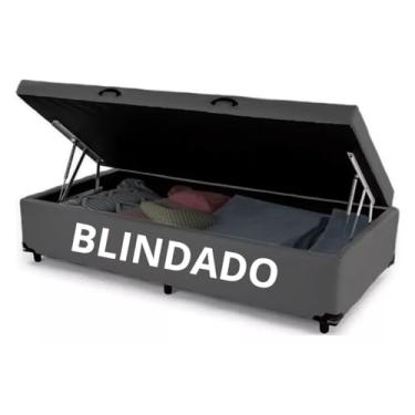 Imagem de Cama Baú Solteiro 0,88 x 1,88 c/ 48cm de altura - Abertura Lateral - Blindado. Cinza