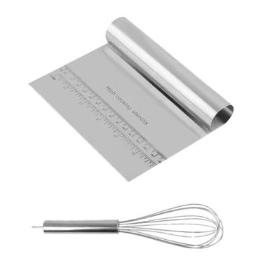 Imagem de Kit Espátula de Inox Raspador de Massa com Régua Multiuso e Batedor de Aço Inoxidável