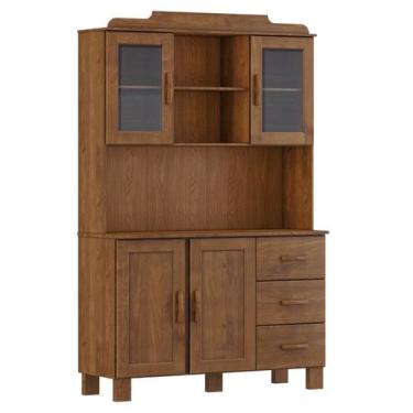 Imagem de Cristaleira 4 Portas 3 Gavetas 122 cm 1289 Castanho Milani Store,  Cas