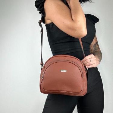 Imagem de Bolsa recuo em couro legítimo b.1046, Caramelo