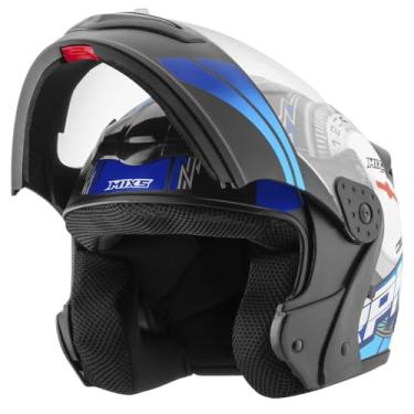 Imagem de Capacete Moto Mixs Gladiator RPM Articulado Escamoteável Robocop Fosco Azul 58