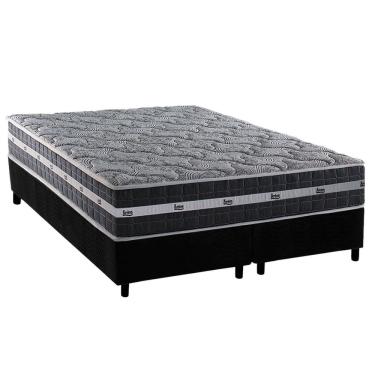 Imagem de Conjunto Box Queen: Colchão Molas Anjos Ensacadas Black Graphite + Base crc Suede Gray(...
