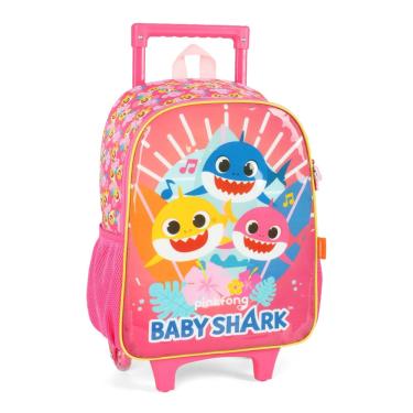 Imagem de Mochila De Rodinhas Baby Shark Rosa Menina Infantil Luxcel