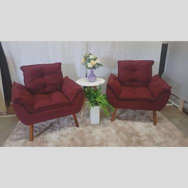 Imagem de Kit com 02 Poltronas Opala Suede Bordo - Casa da Poltrona