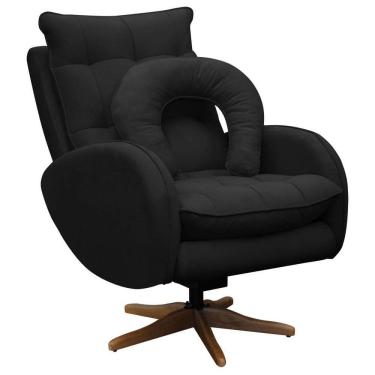 Imagem de Poltrona de Amamentação Base Giratória e Balanço em Madeira Angra Veludo - SOFA STORE