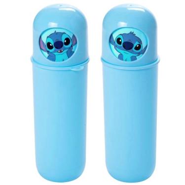 Imagem de 2 Tubos Giratório Infantil Stitch p/ Escola Pasta Itens Higiene - Plas