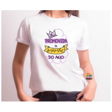 Imagem de Camiseta Adulto Promovida a MAMÃE do Ano Est. Lilás  - Chá de Bebê Rev