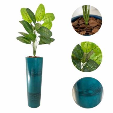 Imagem de Planta Artificial Comigo Ninguém Pode + Vaso Coluna Premium - FlorImp