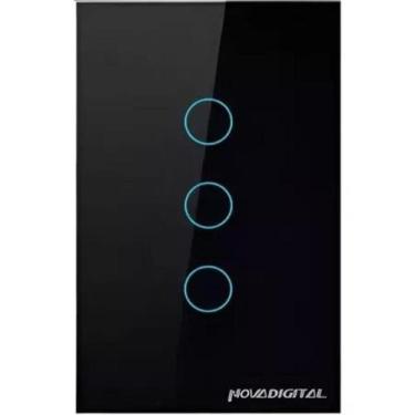 Imagem de Interruptor Zigbee 3 Botões Led Touch Tuya Google Alexa Preto - NOVADI