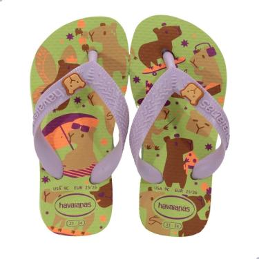Imagem de Chinelo Infantil Havaianas Kids Fantasy Capivara Verde Matcha