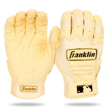 Imagem de Franklin Sports Luvas de rebatedor de beisebol MLB - CFX Pro Adulto + Par de luvas de rebatedor juvenil - Equipamento de beisebol + Softball - Couro de qualidade profissional premium - Baunilha/Ouro