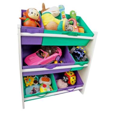 Imagem de Organizador de Brinquedos Infantil Médio VIOLETA E VERDE BANDEIRA - Or