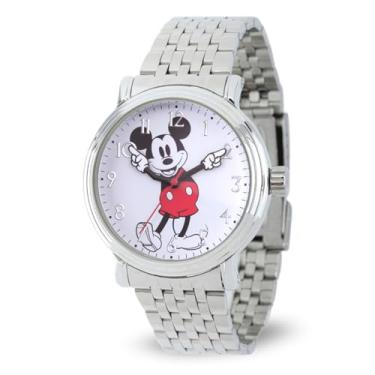 Imagem de Disney Relógio Masculino Mickey Analógico Quartzo com Pulseira de Aço Inoxidável, Prata, 19,8 (Modelo: WDS000681)