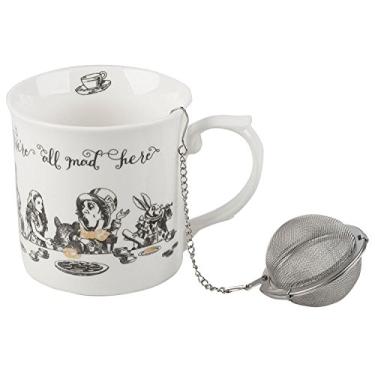 Imagem de Copo para caneca de chá de porcelana Victoria and Albert Alice no País das Maravilhas | Com Infusor de Aço Inoxidável | 300 ml
