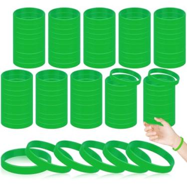 Imagem de MATEPLUS 100 pulseiras de borracha, pulseiras de silicone em branco, suprimentos para presentes, kit de pulseira de borracha, verde para homens, mulheres, adolescentes - verde