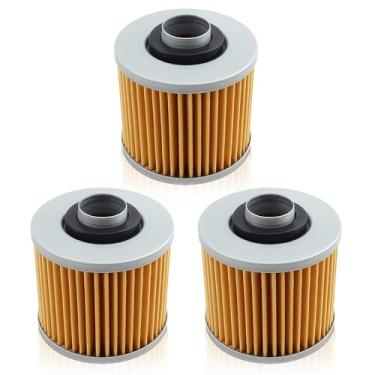 Imagem de MOTOALL 3 peças de filtro de óleo para Yamaha V Star 250 1100 650 TT500 650 Virago 250 535 700 XT500 Substituir para KN145 HF145