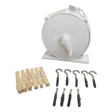 Imagem de Varal Roupa Branco Recolhivel 30mt.corda Compacto Resistente