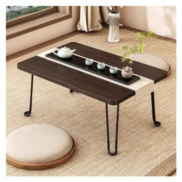 Imagem de Mesa de Centro Mesa pequena dobrável de bambu - mesa de chão, mesa de centro dobrável sem necessidade de montagem, para janela flutuante, tatami, sala de chá Mesa de Chá