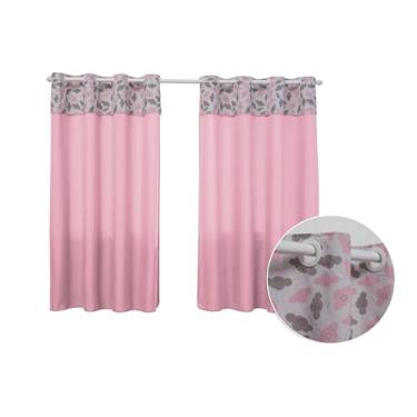 Imagem de Cortina para Quarto Menino Menina 2,00M x 1,40M Decorativa Alegre Ótimo Acabamento e Barato (NUVEM ROSA)