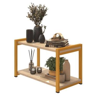 Imagem de Mesa de Centro Off White/Dourado Sala de Estar Decorativa Moderna - EC