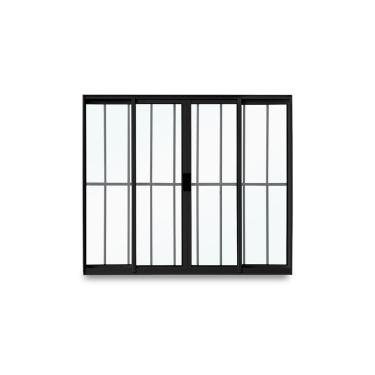 Imagem de Janela De Correr Abertura Central Exclusiva 4 Folhas Grade Vidro Liso 100x100cm Crv Portas E Janelas Preto