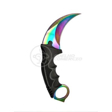 Imagem de Knife Rainbow Karambit Com Fio Manobras Arco Iris Inox