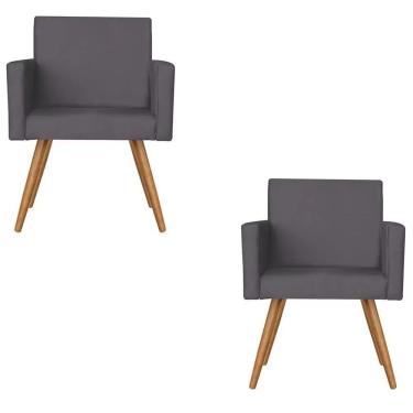 Imagem de Kit 2 Poltronas Nina Sala De Estar Luxo Suede Cinza