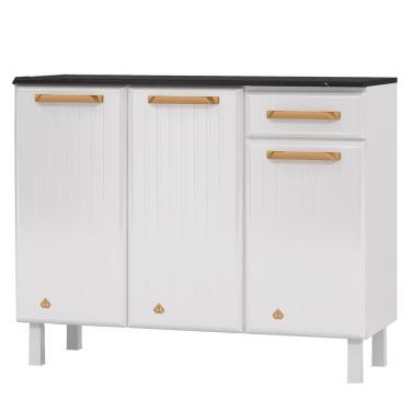 Imagem de Balcão De Cozinha De Aço Triplo Telasul Diamante Smart C/ Tampo Bco